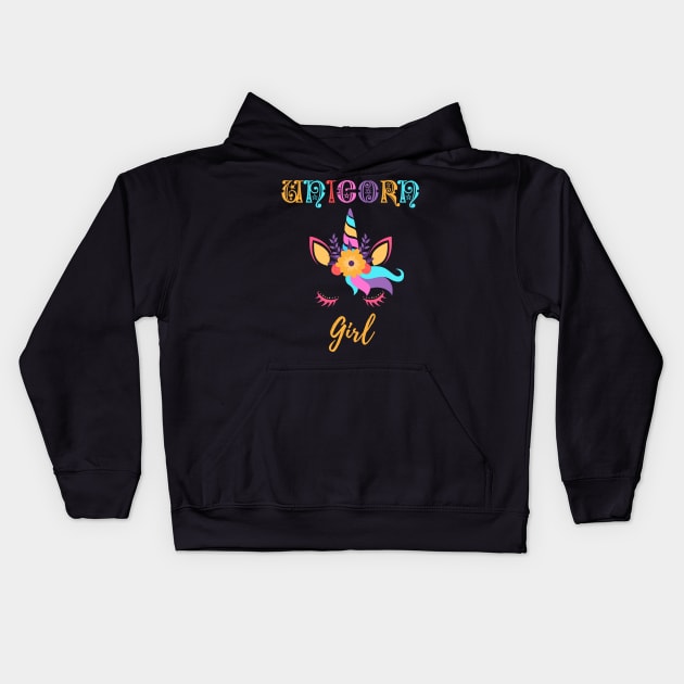 Unicorn Face Unicorn Girl Design Kids Hoodie by Teeziner